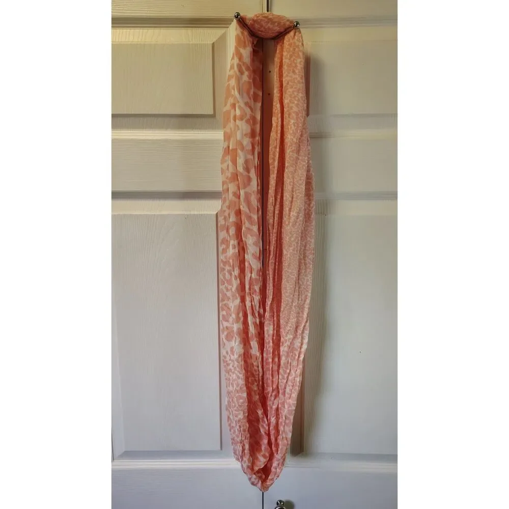 Jennifer Lopez JLO Coral Pink Mixed Animal Print Infinity Scarf - One Size